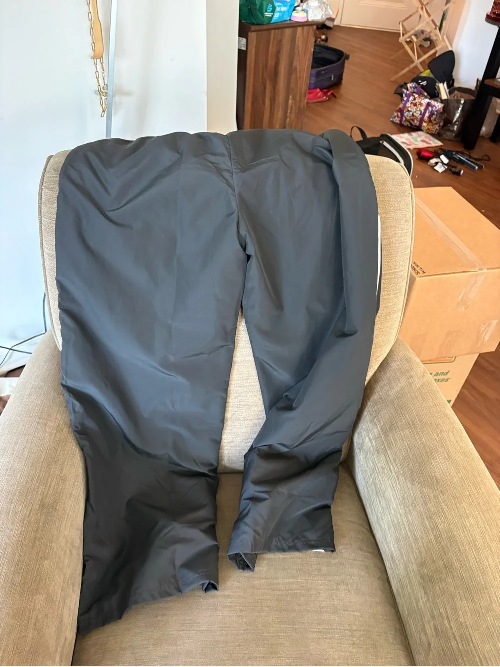 ALDI Black Track Pants with White Side Stripes